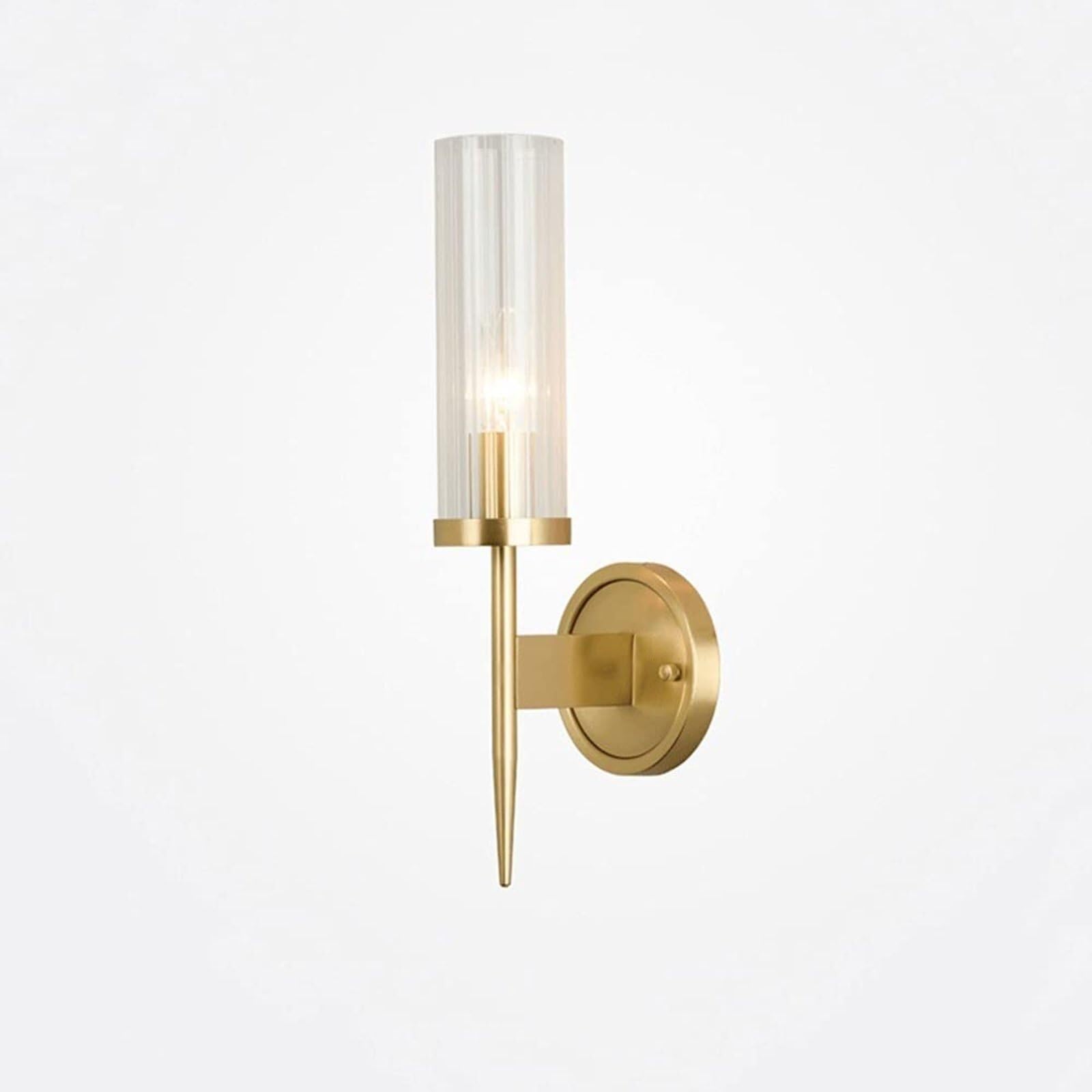 KBUUKYYXouy Wall Sconce for Bedroom Chandelier BrassDie-Cast Iron/Brass Light Body Cylindrical Glass Lampshade Sconces Lamps E14 Lighting Fixture Modern Sconce Lights for B