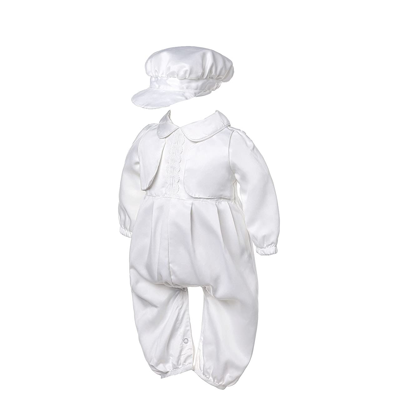 Trajes de bautizo para bebé niño 2 piezas 1 año cumpleaños blanco bautizo conjunto con gorra