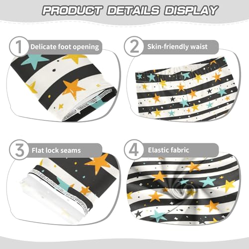 ZZKKO Girls Leggings Yellow Blue Star Black Stripe Toddler Girls Clothes Toddler Comfortable Bottoms Girl Leggings 3T-10Y3