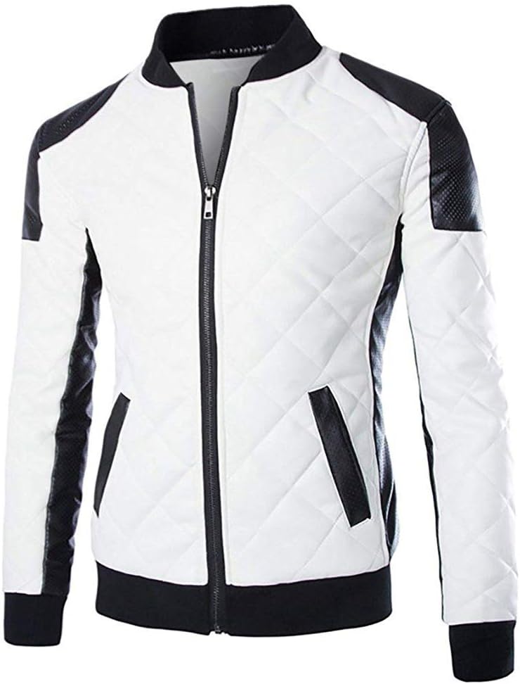 Men's latticed Baseball Bomber Jacket Slim Fit Coat