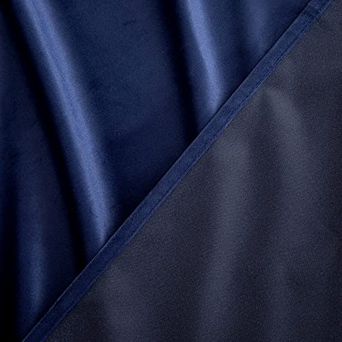 Woaboy Velvet Curtains 90 Drop Navy Blue Curtain for Living Room Thermal Blackout for Bedroom Luxury Eyelet Drapes Soft Window Treatment Insulated Soundproof & Room Darkening W 66 x L 90 2 Panels - Image 6