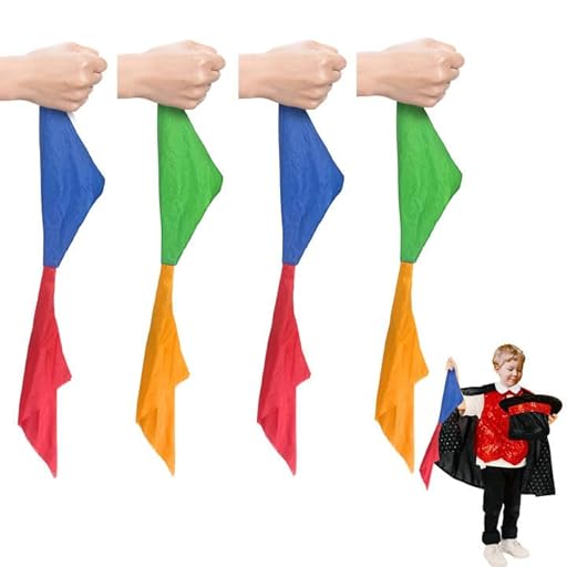 EUPSIIU 4 Piezas Pañuelos mágicos Accesorios mágicos Pañuelo Seda Trucos de Magia Accesorios para el Escenario Espectáculo Mágico Pañuelo Magia Que Cambia de Color para Fiestas Juegos Niños | Ya disponible en tu tienda friki favorita! En mundofriki.es!