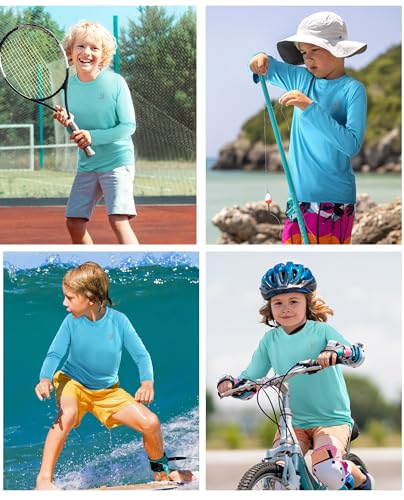 Roadbox Boys Upf50+ Sun Shirt - Long Sleeve Rash Guard Swim Shirt Quick Dry Sun Protection Water Shirts For Kids Boys Swiming Fishing Hiking Outdoors thumb #4