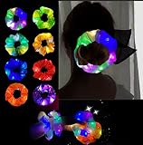 HAND LAND 12 Pcs LED Hair Scrunchies, HANDLAND Light Up Hair Scrunchies 3 Light Modes LED Light Hair