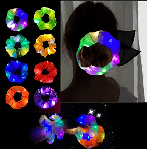 Hand Land 12 Pcs Led Hair Scrunchies, Handland Light Up Hair Scrunchies 3 Light Modes Led Light Hair Ties - Luminous Elastic Glowing Hair Ring Great Gift For Women Girls Birthday Holiday Party #TOP30