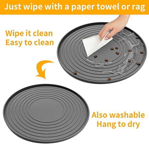Ptlom Silicone Pet Feeding Mat For Dogs And Cats Placemat 2 Pack, Non-Slip Waterproof Dog Bowl Mats For Food And Water, Small Medium Pets Puppy Tray Mat Prevent Residues Spill To The Floor, Grey #TOP6