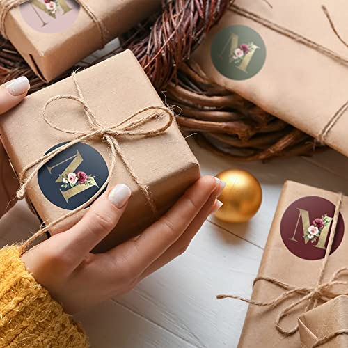 Mobiusea Creation Monogram Stickers| Gold Foil | Initial Envelope Seals Letter M | 9 Chic Color Assortments | Wedding Monogram Stickers| 1.4 Inch | 90Pcs Floral Envelop Stickers Seals #TOP4