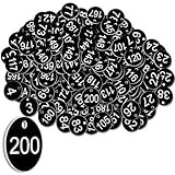 Tenare 1-200 Numeri da Tavolo in Plastica Etichette Numeriche Etichette Identificative Piccole Impermeabili con Foro per Ristoranti Hotel, senza Portachiavi (Nero)
