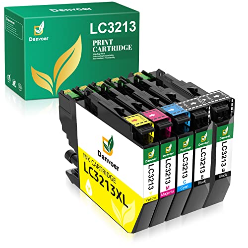 Denvoer LC3213 Cartuchos de Tinta Compatible para Brother LC-3213 LC3211 para Brother DCP-J572DW...