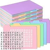 Harloon 50 Pack 4 x 6 Inch Index Card Dividers with 2 Number Alphabet Sticker with Tab, Dry Erase Index Card...