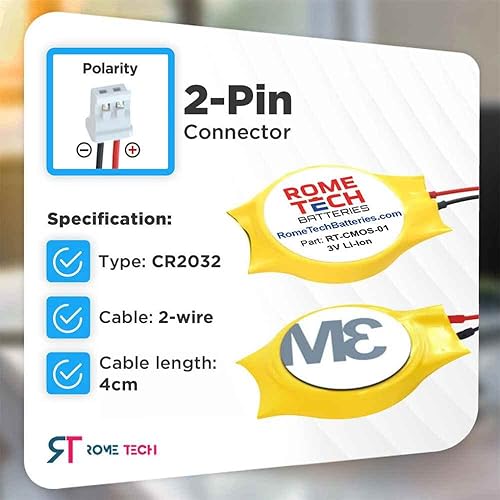 Miniatura 3 de Rome Tech Batería CMOS de repuesto para Sony Playstation 23 PS2 PS3 Backup RTC BIOS batería 2 cables (paquete de 2)