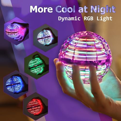 Image of ATHLERIA Pink Flying Orb Ball with Wand,Cool Stuff Gadgets Christmas Birthday Presents Toys for Boy Girl Teens 6 7 8 9 10+ Year Old, Hover Boomerang Mini Drones for Kids,Flying Spinner