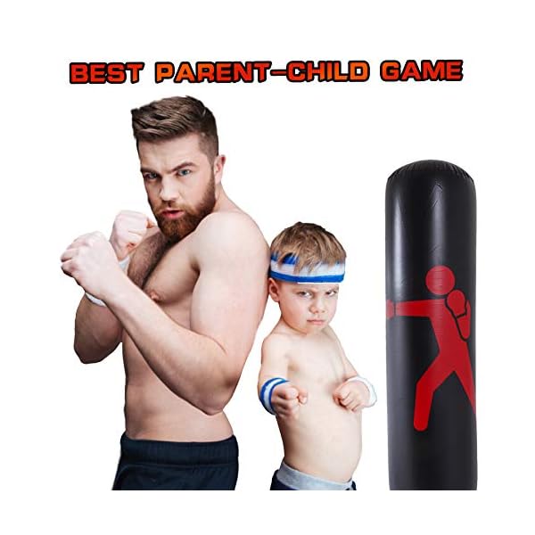 Inflatable-Kids-Punching-Bags-with-Stand-64-Inch-Freestanding-Punching-Bag-for-Kids-and-Adults-Kids-Kickboxing-Bop-Bag-Immediate-Bounce-Back-for-Karate-Taekwondo-MMA-Red-Red Inflatable Kids Punching Bags with Stand, 64 Inch Freestanding Punching Bag for Kids and Adults, Kids Kickboxing Bop Bag Immediate Bounce-Back for Karate, Taekwondo, MMA (Red) (Red) (Black)