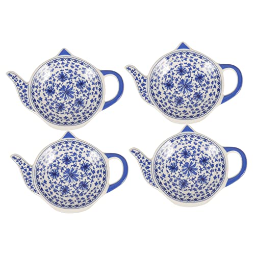 Ciieeo Vintage Teapot Shaped Teabag Dish Decorative Ceramic Holder for Tea Time