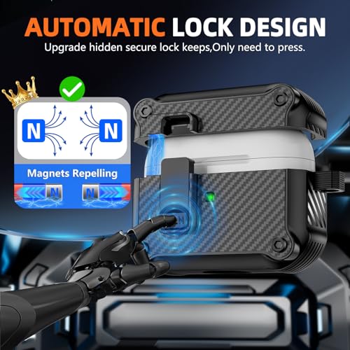 Image of Pohgelan Compatible with AirPods Pro 3 Case Carbon Fiber Texture(Black) | Magnetic Automatic Lock with Cleaning Kit,Compatible with Magsafe