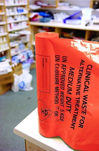 Strapazierfähige orangefarbene Klinikabfallbeutel, 90 l, 25 Stück