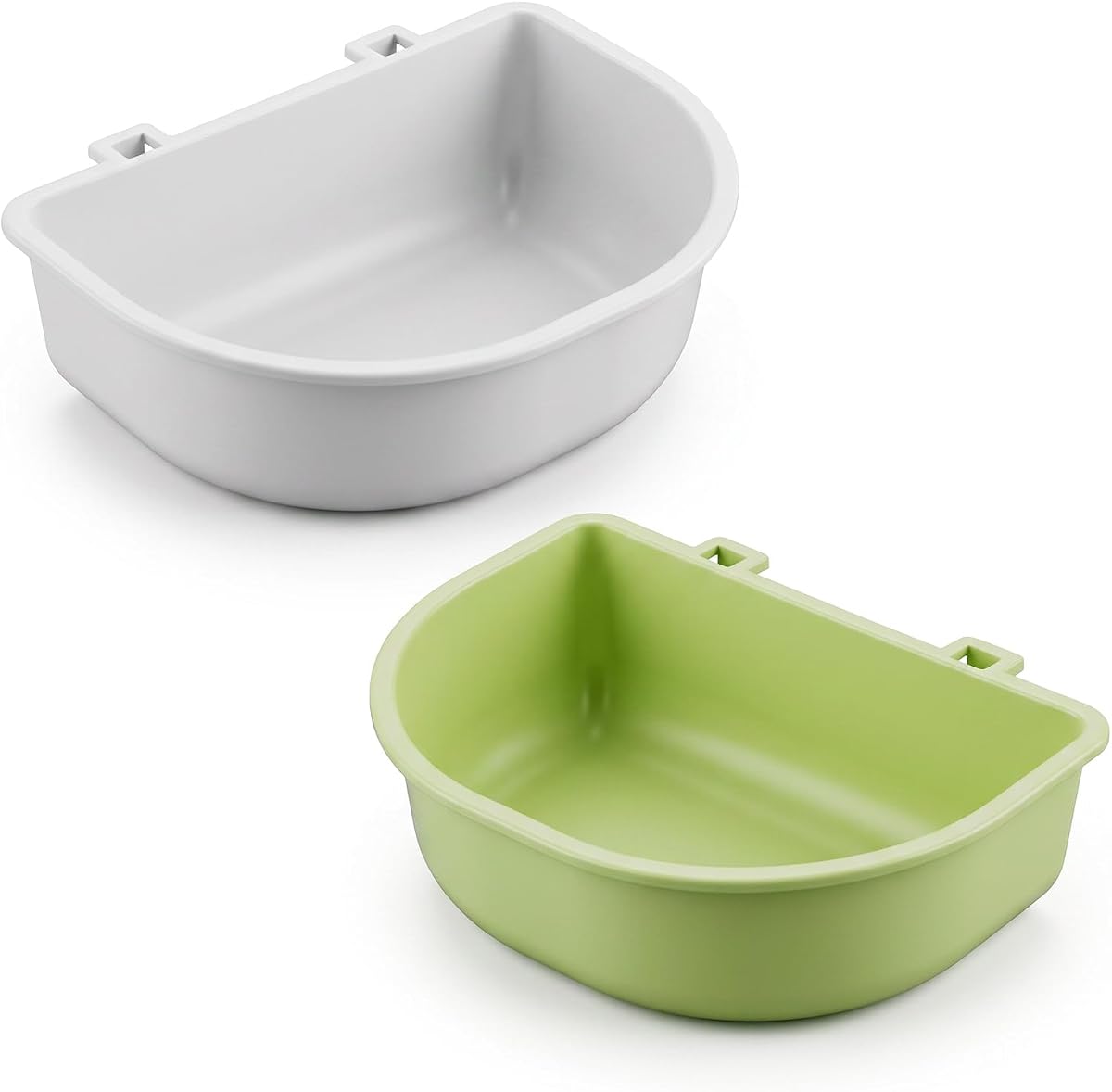 2PCS Pet Carrier Feeder, Hanging Pet Bowl Plastic Cage Cups, White Green