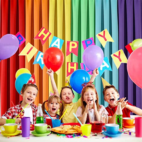 Thooo 6 Panels Blackout Curtains Rainbow Curtains For Bedroom Living Room 63 Inch Length Room Darkening Rod Pocket Curtains Backdrop Curtains Colorful Drapes Red, Orange, Yellow, Green, Blue, Purple #TOP4