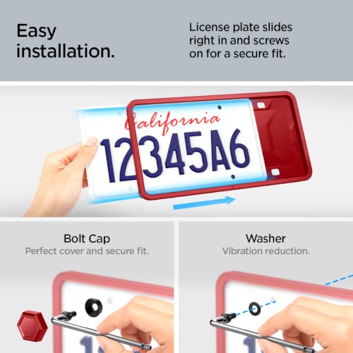 Image of Spigen 1 Pack Car License Plate Frame Holder Screws&Install Kit-Ultra Red