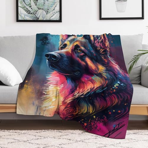 Couverture Berger Allemand : plaid moelleux idée cadeau lit