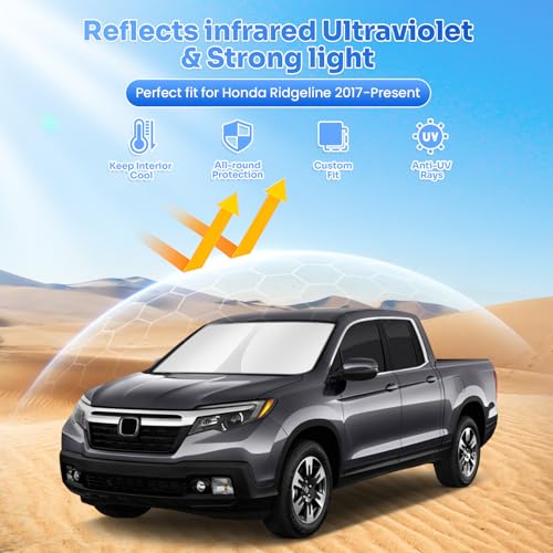 Image of Canvcle Window Shades for 2017-2026 Honda Ridgeline Accessories Windshield Sun Shade Side Rear Window Covers Sunshade Sun Visor Shield Privacy Protection for Camping Keep Vehicle Cool Black 10PCS