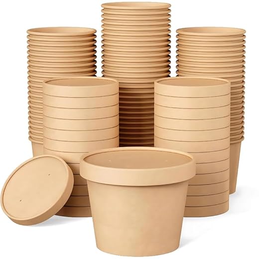 VELEXE Brown Kraft Paper Food Container - Pack of 25 (350ml, 11x6.5x9 CM) | Eco-Friendly Takeaway Containers | Biodegradable & Disposable Food Containers for Meal, Party Catering, Takeout & Delivery