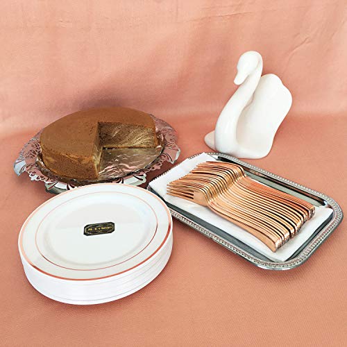 Jl Prime 50 Piece Rose Gold Plastic Forks Bulk Set, Rose Gold Reusable Plastic Cutlery Set, Heavy Duty Utensils For Party & Wedding, Disposable Rose Gold Flatware, Rose Gold Plastic Forks 50 Pack #TOP5