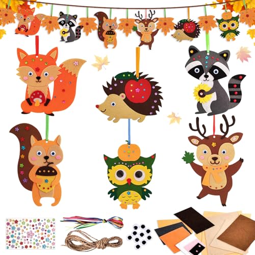 13 Pezzi Kit Lavoretti Creativi Autunnali per Bambini, Set DIY Autunno in Feltro con Adesivi e Nastri, Attività Manuali Creative, Decorazioni Autunnali per Casa Scuola e Regalo Ringraziamento
