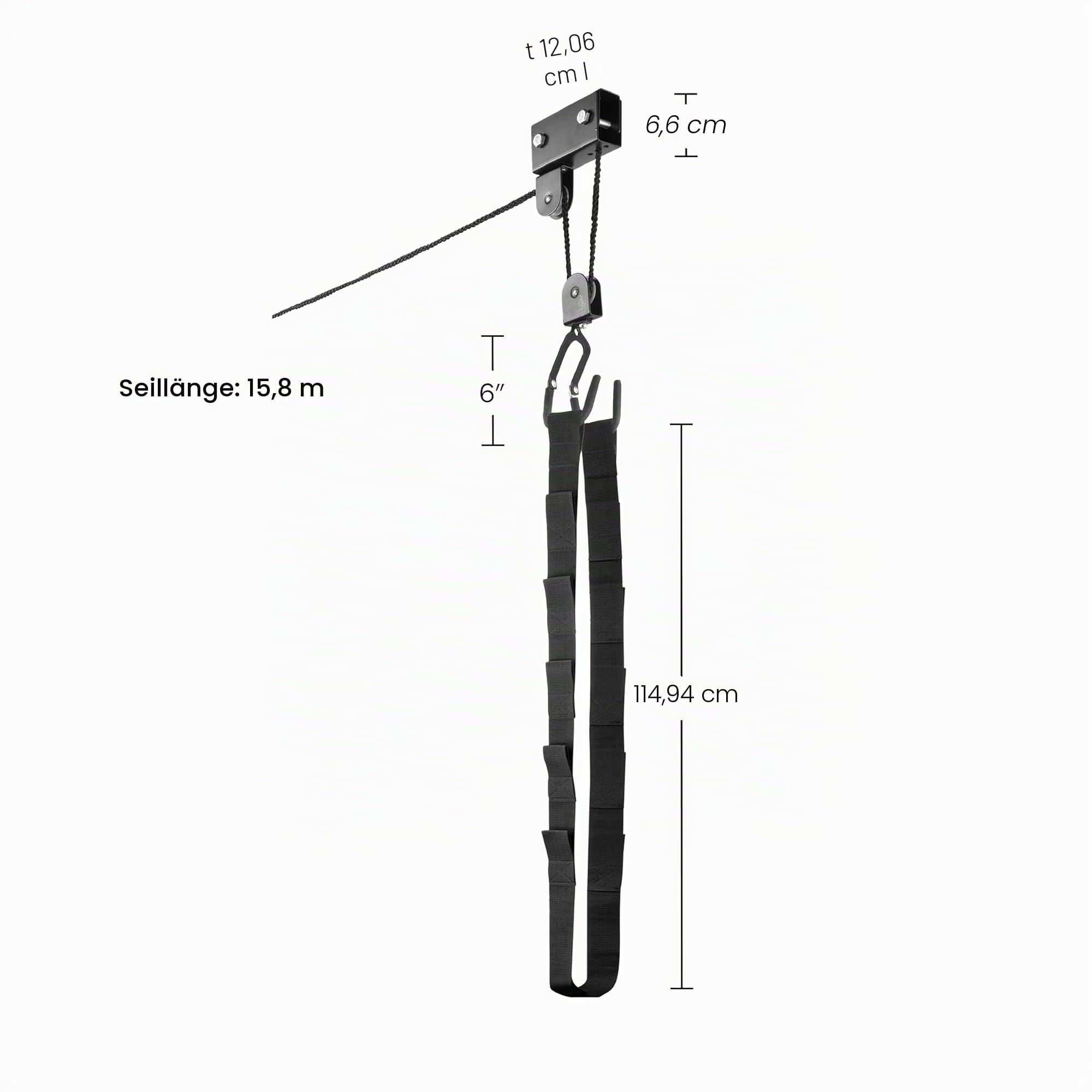 Kajak-Hebezug – Seilzugsystem mit 56,7 kg Kapazität für Kanus, Fahrräder, Leitern und mehr – für bis zu 3,6 m hohe Decken von Rad Sportz