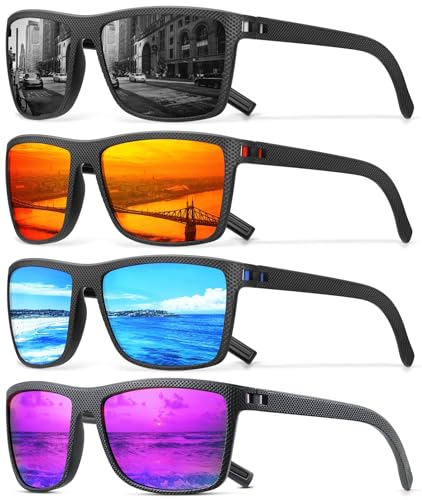 Image of Square Polarized Sunglasses for Men Vintage Style Driving Travel Sun Glasses Lightweight Frame UV Protection Eyewear