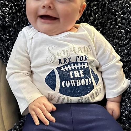 Karuedoo Newborn Baby Boy Football Outfit Sundays Are for Football with Daddy Romper Pants Hat 3Pcs Cowboy Football Outfit2