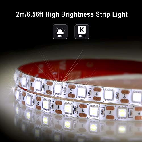 Battery Powered Led Strip Lights，Geekeep Waterproof Flexible Led Light Strips Smd 5050 Led Ribbon Light Mood Light (2M/6.56Ft, Cool White)… #TOP1