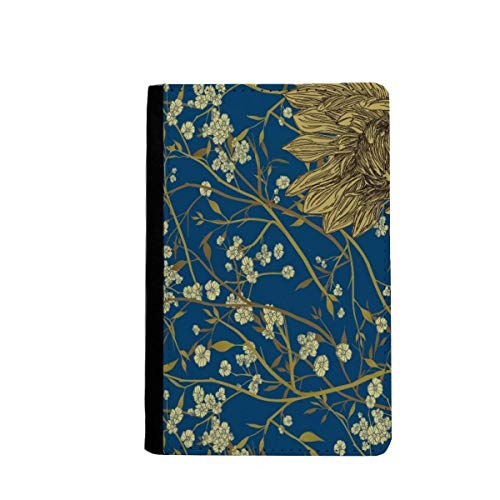 Étui portefeuille de voyage en cuir peint fleurs de chrysanthème multicolore 3.7x5.8 pouces