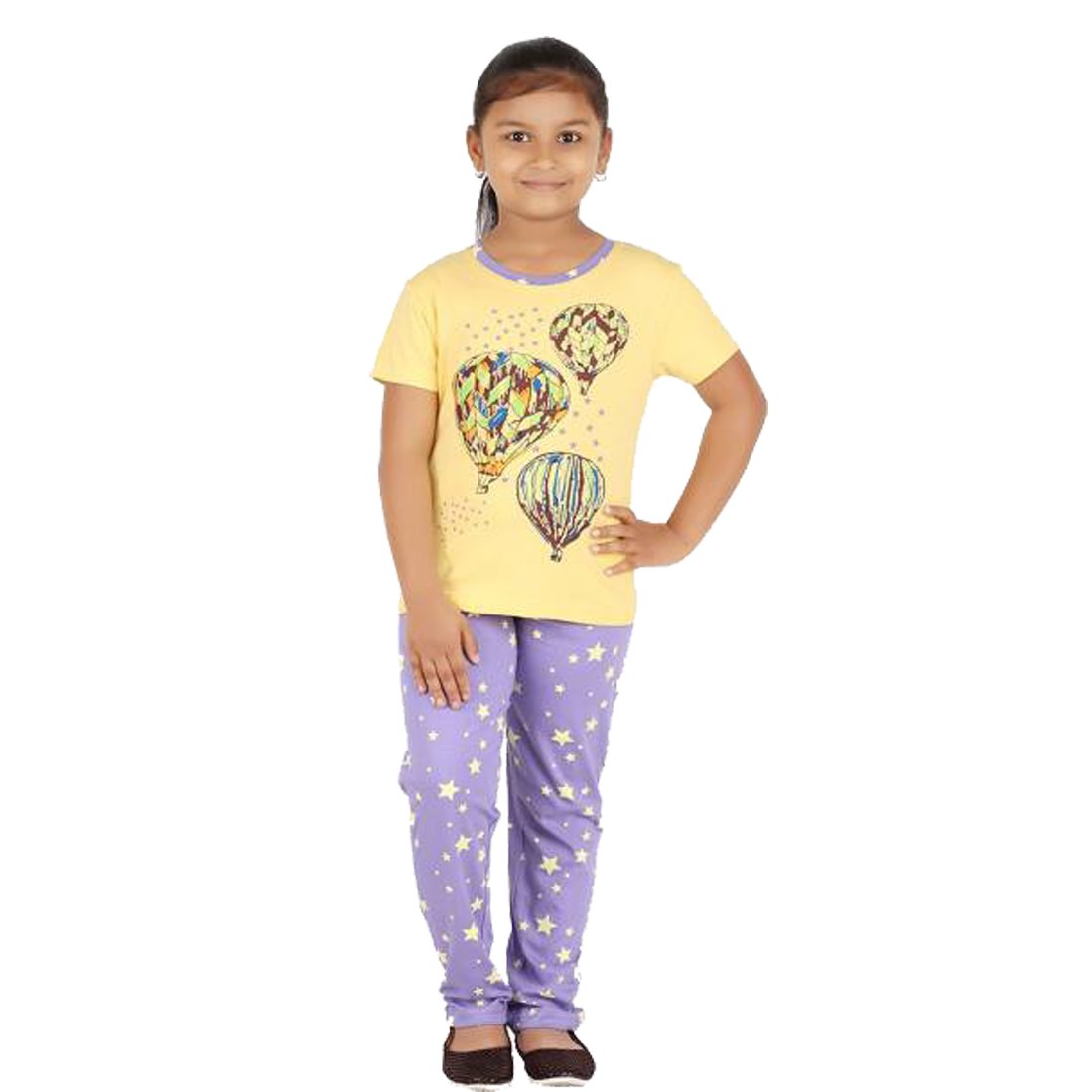 FICTIF Kid Girl's Top & Pyjama Set (3FG303) (White & Blue,Dark Blue&Light Blue,Bluemelange,Yellow&Purple, 2-3 Years) 4