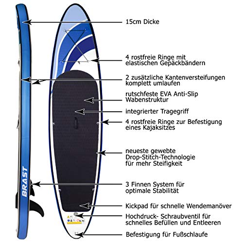 Brast SUP Board – Aufblasbares Stand Up Paddle Set mit Zubehör