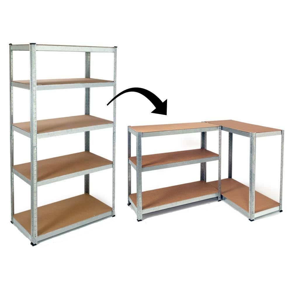 Étagère Rangement, 90 x 180 cm - Étagère Garage, Modulable, Métal Galvanisé, 5 Niveaux - Étagère Charge Lourde, 175 kg/Plateau - Établi Atelier Garage - Montage Sans Vis - 40 cm - Gris