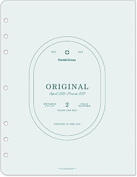 FranklinCovey - Original Planner Refill | Two Page Per Day - Ring-Bound Monarch, Apr 2026 - Mar 2027