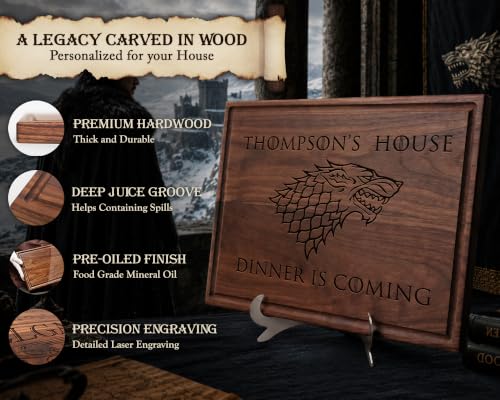 Tabla de cortar House Stark con diseño grabado miniatura 4