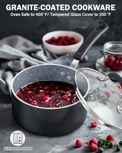 Pequeñas ollas para cocinar con revestimiento antiadherente de granito y tapa 6