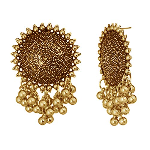 Jwellmart Indian Lightweight Oxidized Finish Stylish Statement Ghungroo Studs Fashion Earrings Jewellery2