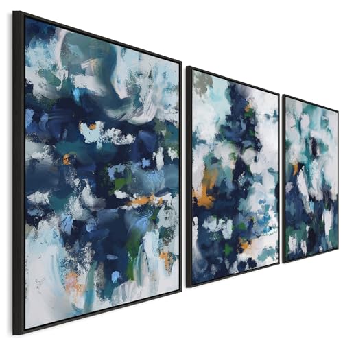Large Teal Wall Art Pictures for Living Room - Set of 3 Framed Canvas Artwork Large Teal Wall Art Pictures for Living Room - Set of 3 Framed Canvas Artwork
