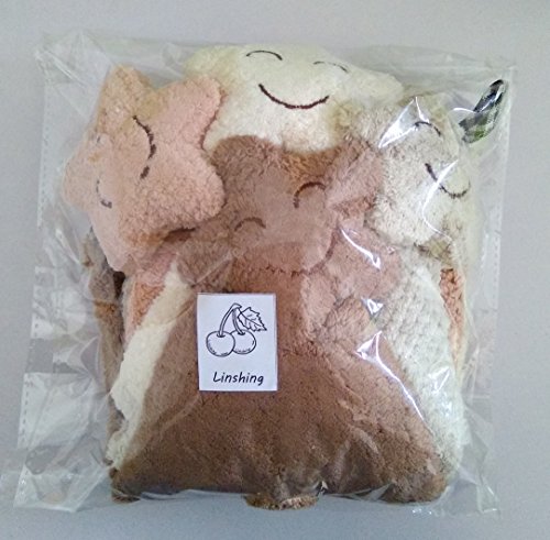 Lshome Polyester & Cotton Absorbent Unique Star Hand Towel For Kitchen And Bathroom 4 Pcs (White, Coffee, Khaki And Pink) #TOP1