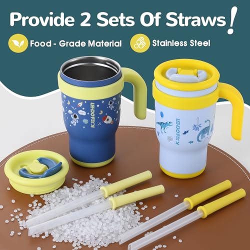 Image of 14 oz Toddler Tumbler with Handle, 2 Pack Kids Straw Cups with Sippy Lid