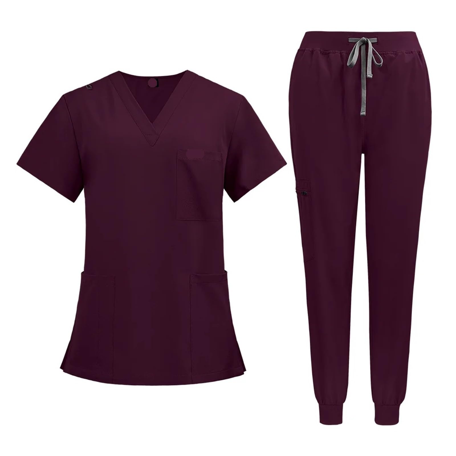 Divisa da Infermiera Set Scrub Top e Pantaloni Uniforme da Infermiera Uniforme for Donna e Uomo per Cosmetologia E Assistenza Sanitaria(Red,XXL)
