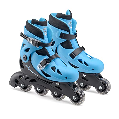 Xootz Patins à roulettes alignés | pour Enfants et débutants, Patins à 4 Roues réglables, Sangles sécurisées durables, Bleu Cover