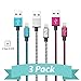 StyleTech Inc. Aluminum Nylon Braided Series 1 Feet 8 Pin Lightning Syncing/Charging Data Cable for iPhone 7/6s/6/5/5s/SE/Plus iPad Mini/Air/Pro (3.) Blue - White - Pink)