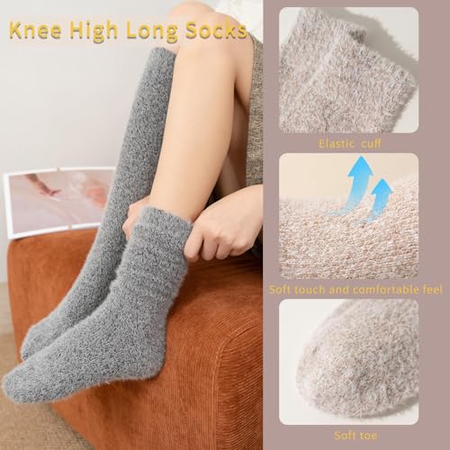 Image of SISOSOCK 5 Pairs Fuzzy Soft Cozy Comfortable Socks for Women, Casual Sleep Comfy Socks, Perfect Warm Winter Gifts for Women