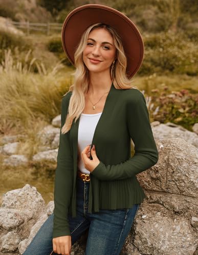 Image of GRACE KARIN Women's Lightweight Peplum Cardigan Sweaters Open Front Cropped Cardigan Long Sleeve Trendy Summer Knit Tops