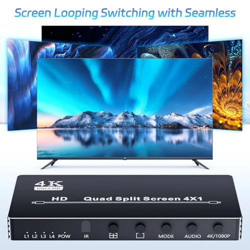 Multiviewer 4K 4x1 Switch Quad Switcher boîtier de commutation vidéo