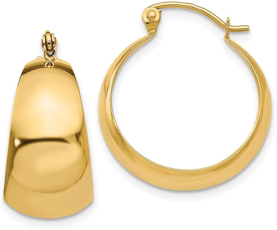 14k Yellow Gold 10.5mm Tapered Hoop Earrings Fine Jewelry For Women Gifts For Her